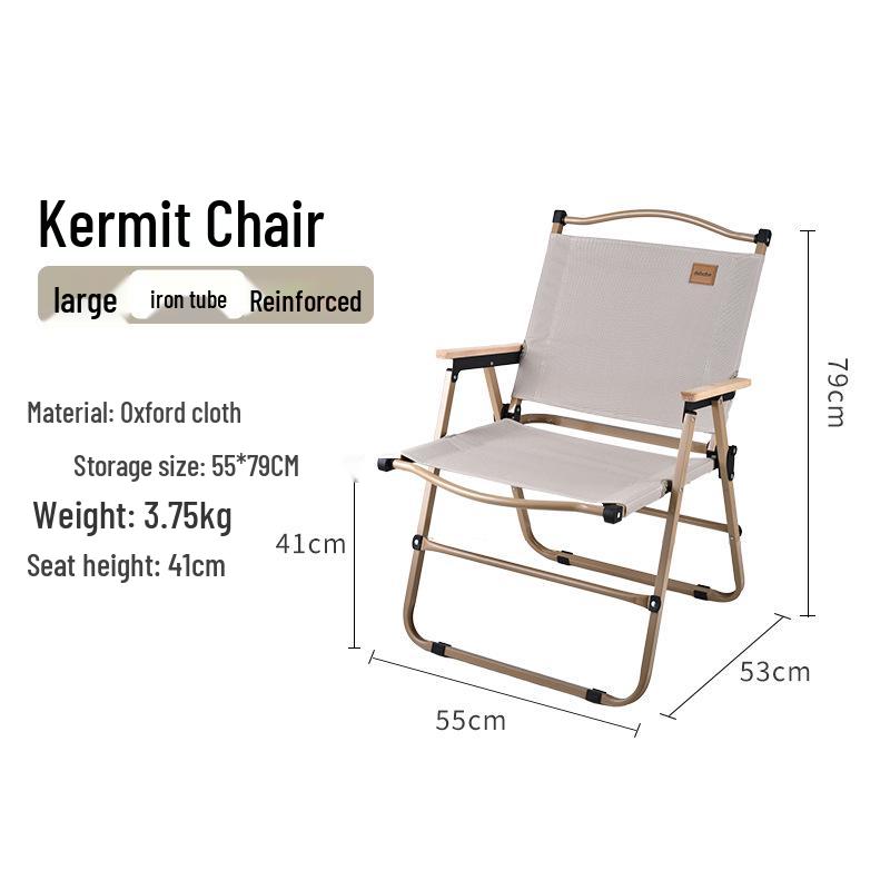 Large Portable Outdoor Folding Kermit Chair with Thickened Oxford Cloth and Metal Frame