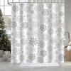Winter Snowflake Gray White Shower Curtain Pattern Snow Shower Curtain Bathroom Christmas Decor Waterproof Polyester Fabric With