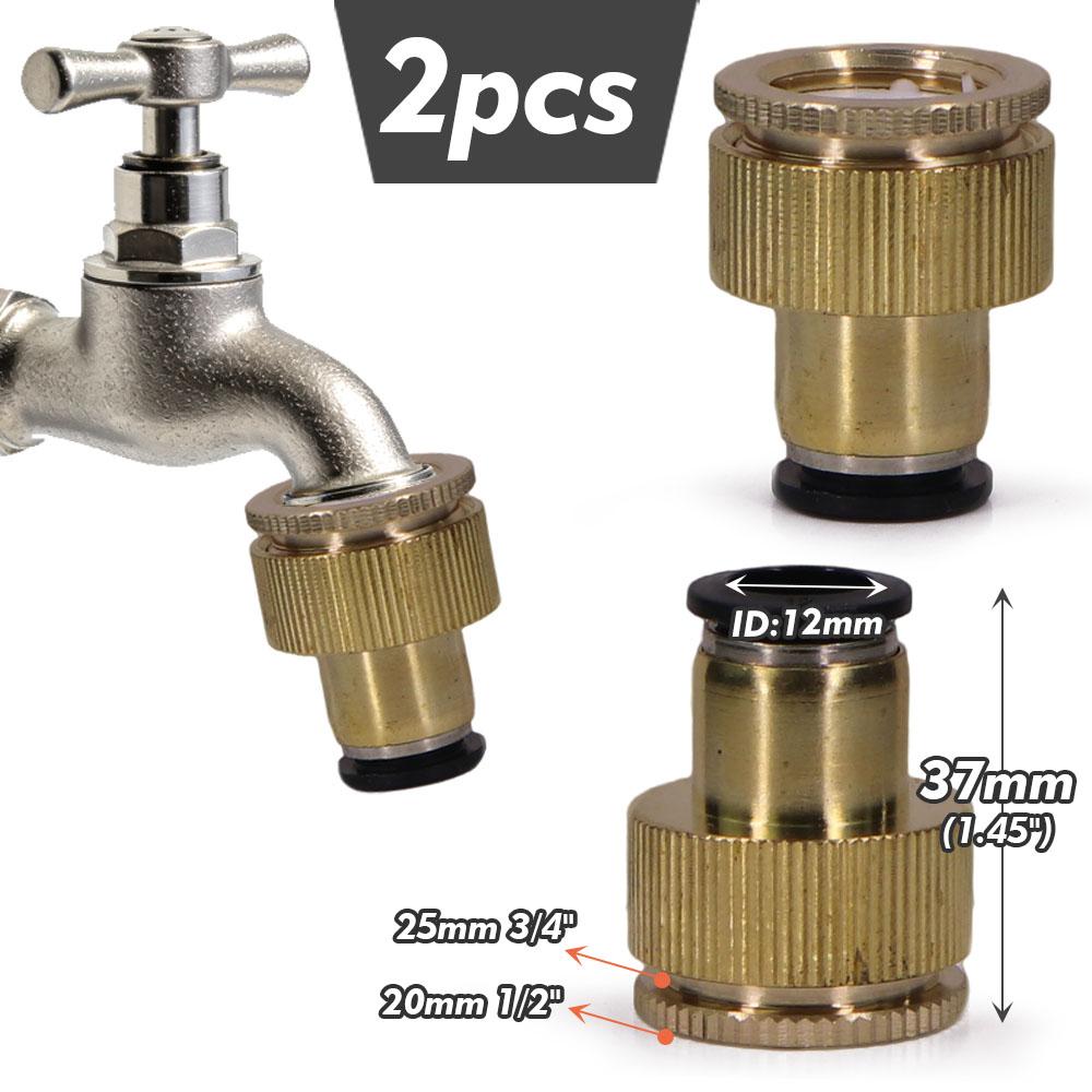 

3/4 Heavy Duty Garden Faucet Adapter to 9/12mm PE Pipe Garden Hose Splitter w/ Ball Valve Outdoor Agriculture Watering Shut Off for 12mm Hose
