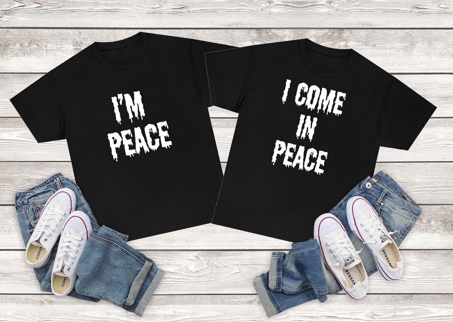 I come in peace I m peace Halloween couple funny meme shirt, Halloween couple shirt I come in peace 3XL
