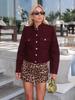 European and American Women's Retro Stand Collar Double-Breasted Short Jacket