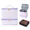 Portable Handheld Double-Layer Large-Capacity Nail Polish Storage Makeup Bag with Elevated Double Zipper