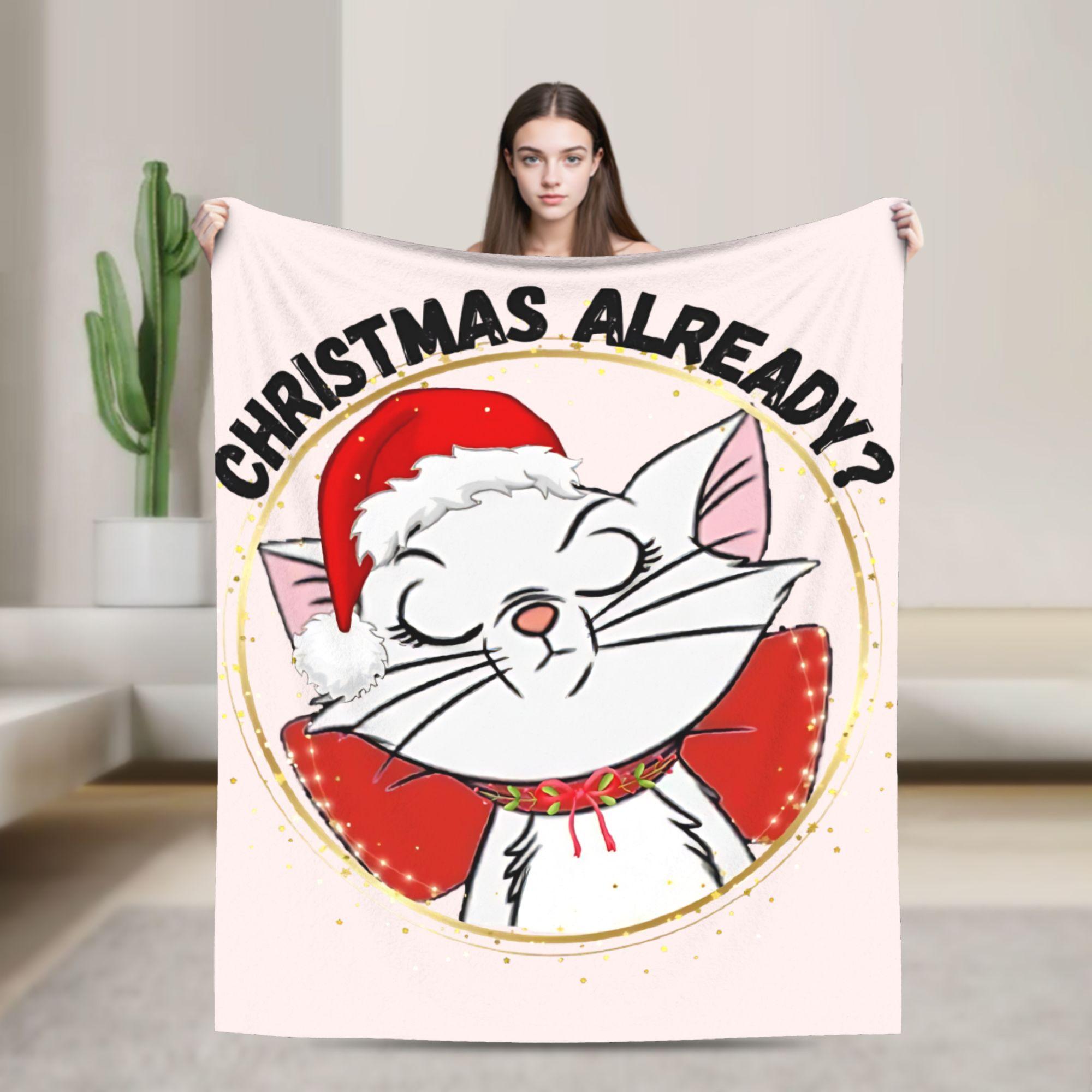 

Hello Christmas Marie Aristocats Xmas Gift Blanket Fleece Winter Breathable Lightweight Thin Throw Blanket for Home Couch Quilt 30x40in