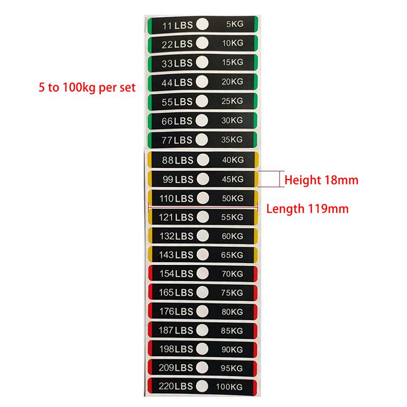 Weight Stack Labels 4.5Kg To 150Kg Black Background White Number Weight Stickers For Fitness Equipment Gym Strength Training