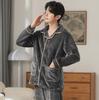 Men's Autumn Winter Flannel Pajamas, Stand Collar, Zipper, Outdoor-Ready Coral Fleece Homewear