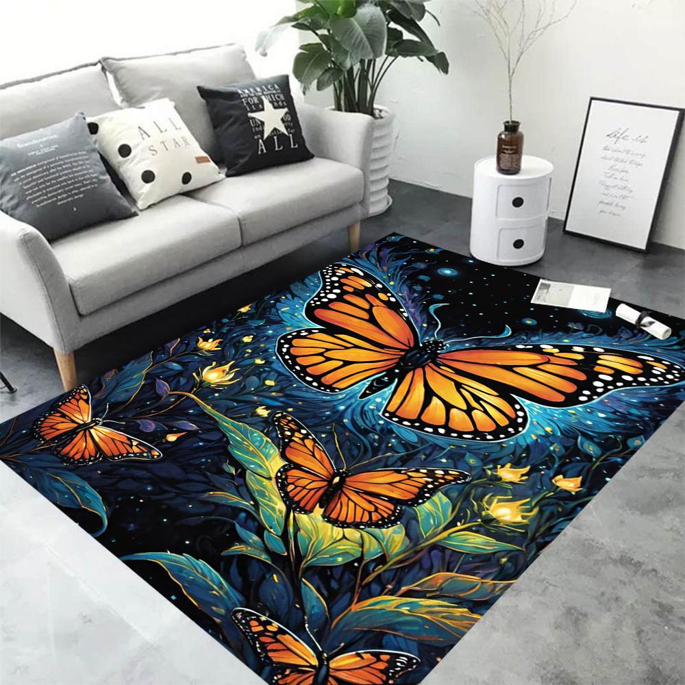 Vintage Dark Butterfly Pattern Carpet 3D Butterfly Living Room Bedroom Corridor Rug Washroom Floor Mat Bedroom Decor Gift