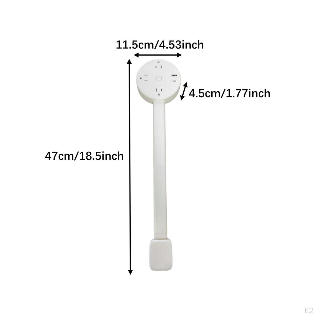 Multi Plug Wall Outlet White Adjustable Length Electrical Extend Accessory for Travel Dorm