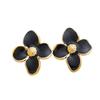 European-American Four-Petal Flower Stud Earrings - Colorful Drip Oil, Stainless Steel, Niche Luxury Design.