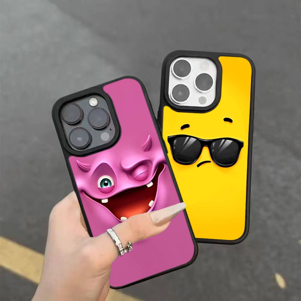 Funny Face For IPhone 17 16 15 14 13 12 11 Mini Pro Max Plus PC+TPU Back Phone Cover