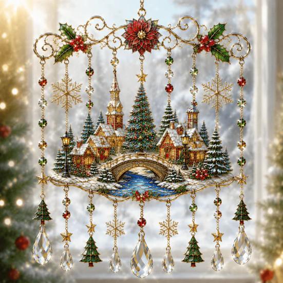Entspannende Klang-Windspiele für Zuhause, Weihnachts-Glockenspiel, Acryl-Sonnenfänger für Außenbereich, Garten, Terrasse, Elegante Dekorationen, Festdekoration, Hängend im Hof