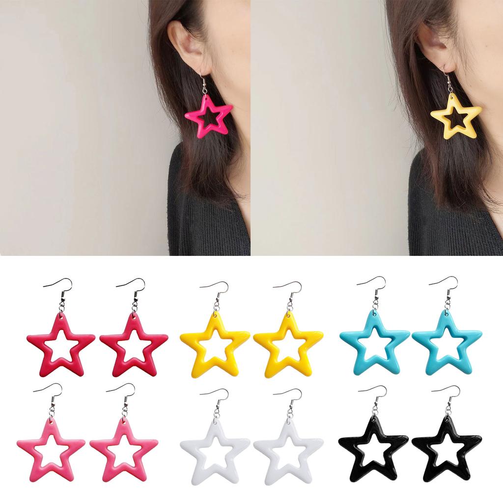 Y2K Style Dangle Earrings Simple Hollow Acrylic Star Pendant Drop Earrings Statement Jewelry Fashion Small Hoop Earrings