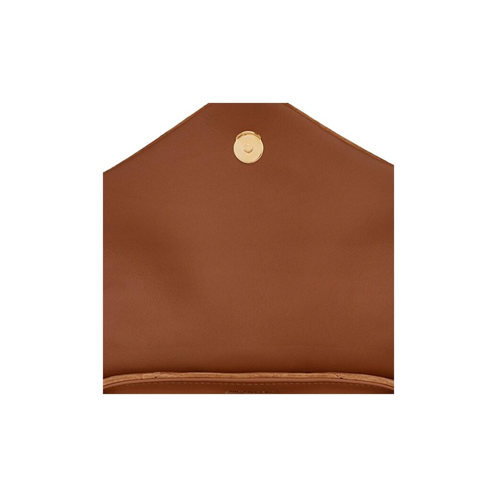 Saint Laurent Borsa a Spalla Mini Loulou Logo Trapuntata in Pelle con Patta Donna Cannella 678401-1U837-7761