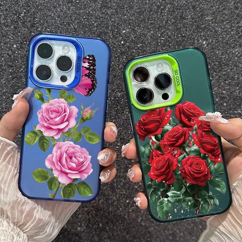 Husă cu flori de trandafir pentru iPhone 16 Pro Max Samsung A55 A35 S24 FE Xiaomi Redmi Note 13 Pro 14C Huawei Honor 200 Husă antișoc pentru bara de protecție a telefonului, anti-zgârieturi