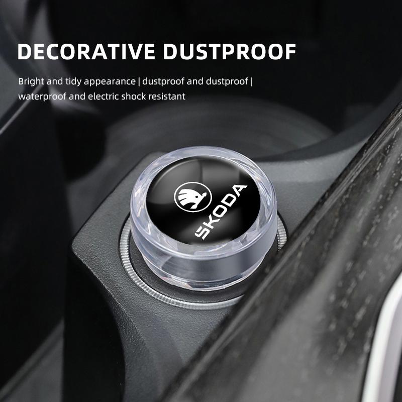 2025 New Car Cigarette Lighter Dust Cover Dustproof Decoration Cap For New Skoda Octavia Kodiaq Fabia Superb Karoq Yeti Rapid Mk