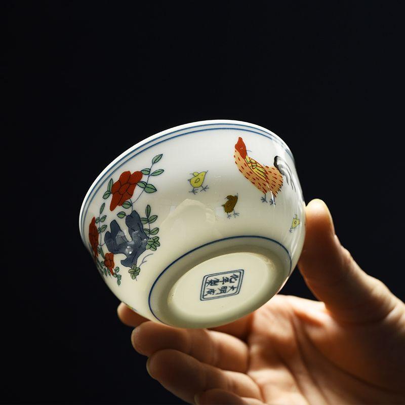 280 million chicken pot cup Dehua cup teacup single ceramic tea bowl boss cup retro home tea set See details