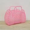 Collapsible Plastic Storage Basket Bag, Open Travel Cosmetic Organizer with Dual Handles Design, Hand Wash Beach Bag