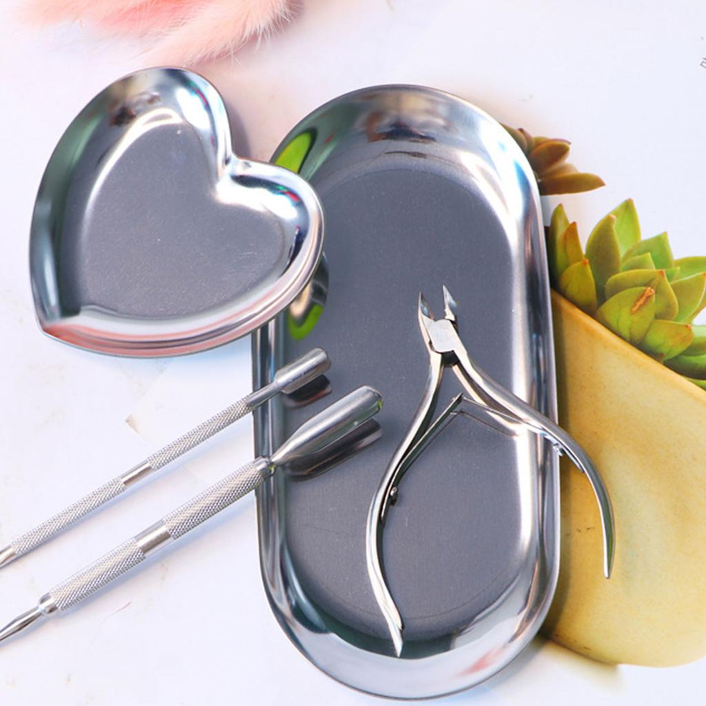 Oval Jewelry Tray Mirror Reflection Vacuum Plating Oval Decorative Tray Glossy Oval Nail Storage Tray for Jewelry