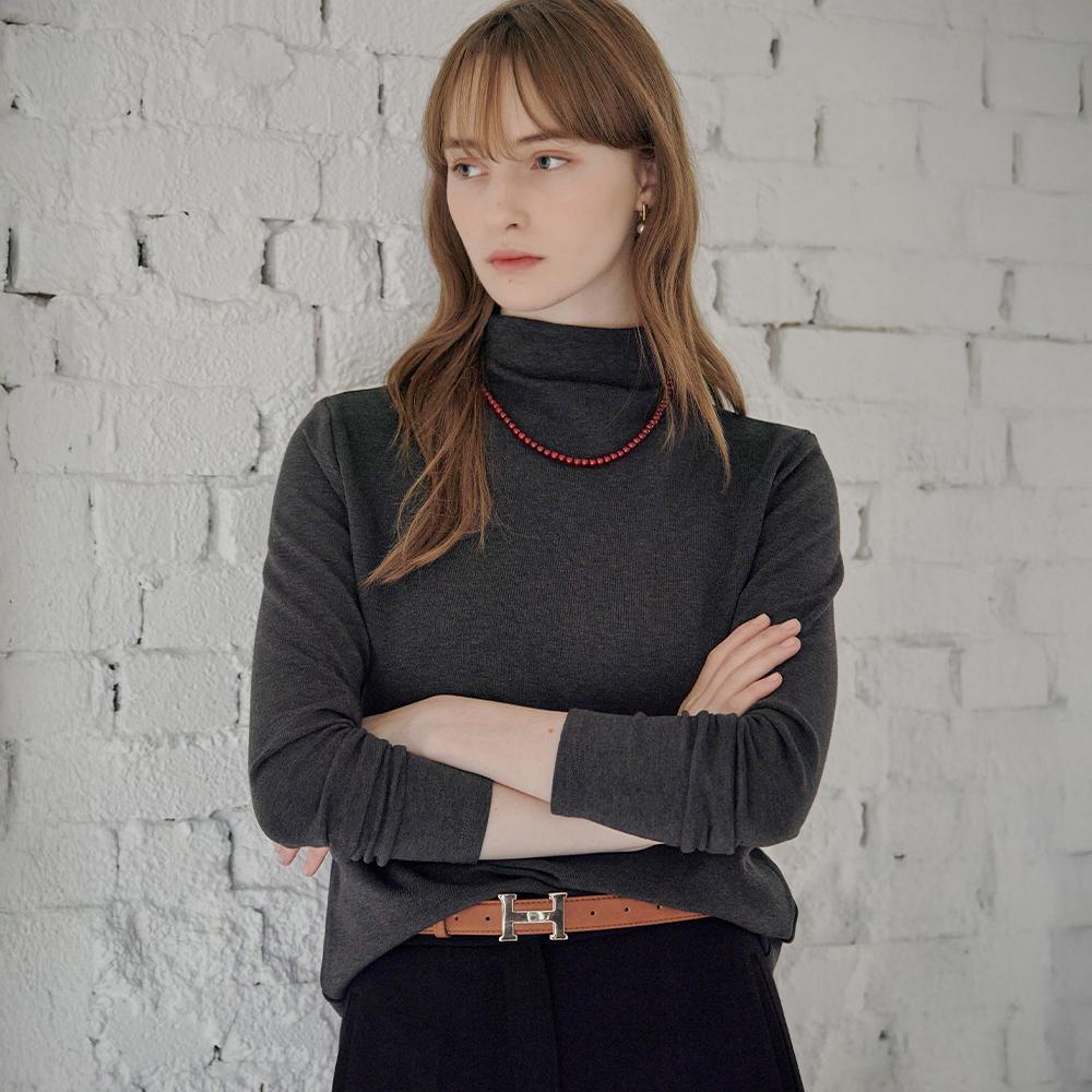 MAXZA Soft Fleece-Lined Mock Neck T-Shirt