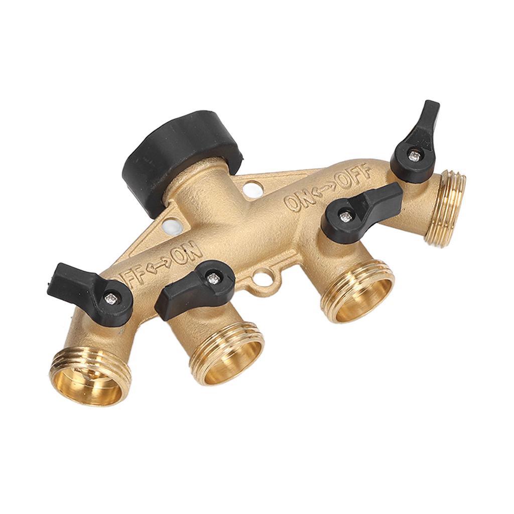 3 4in Hose Faucet Manifold Splitter 4 Way Brass Pipe Split Connector Garden Hose DistributorUS Standard