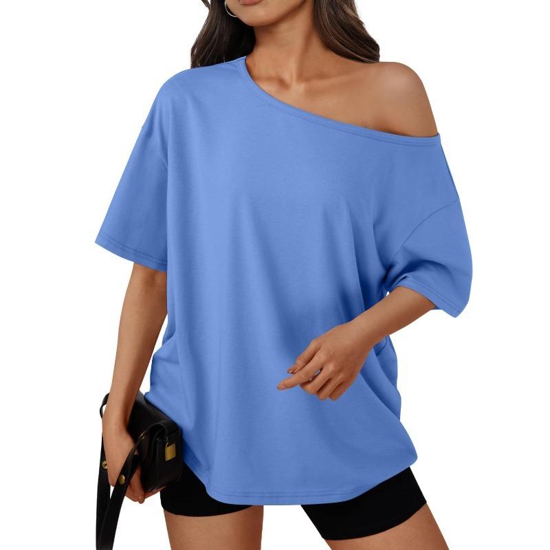 Women's Off-the-shoulder Loose Short-sleeved T-shirt Summer Casual Fashion Clothing