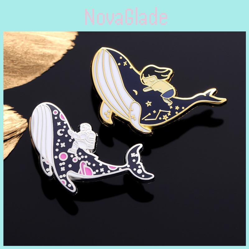 Adorable Whale Enamel Pin Beautiful Accessories For Unique Fashion With Ocean Galaxy Design