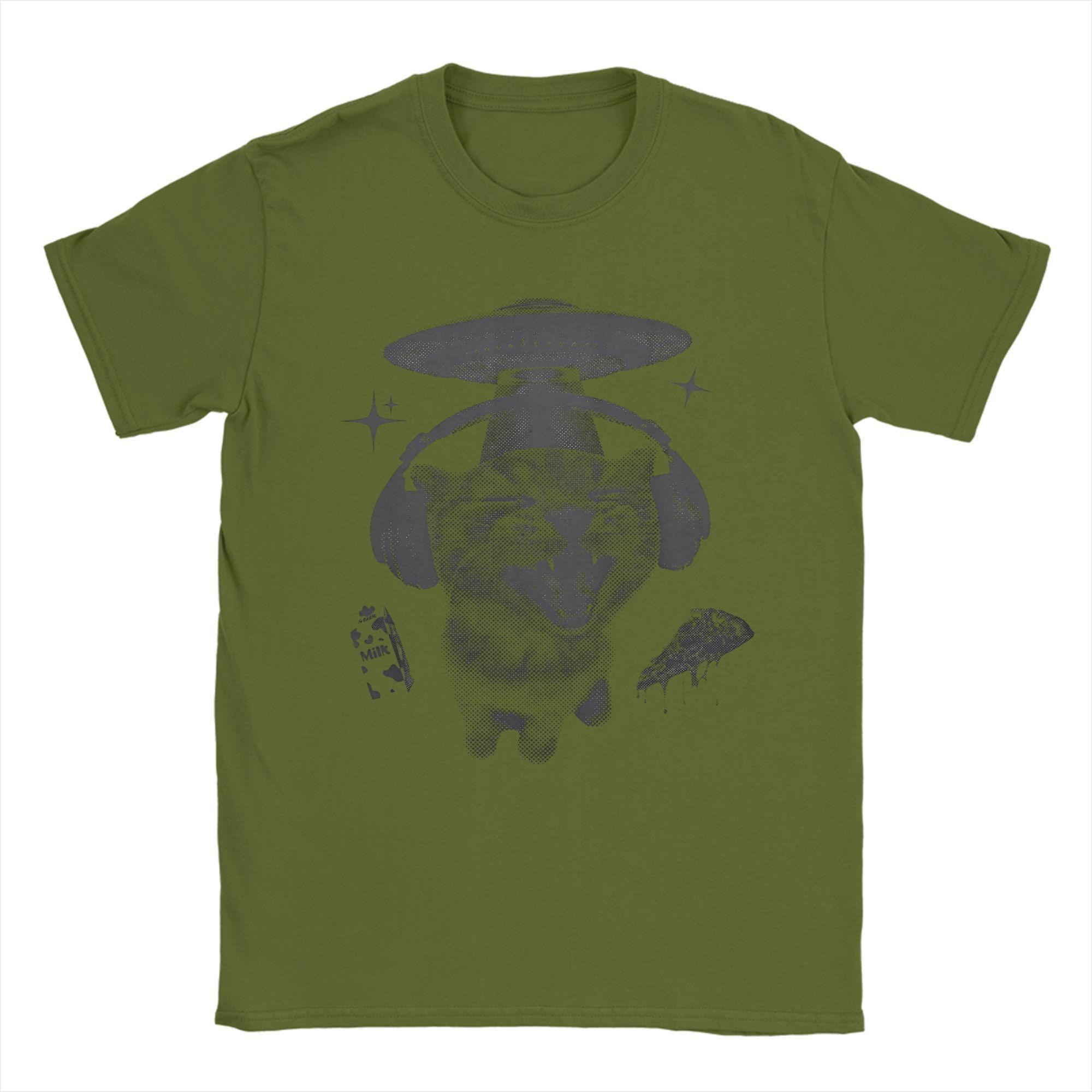 

Men Alien Cat T Shirt 100% Cotton Clothing Leisure Short Sleeve Round Neck Tee Shirt Birthday Gift T-Shirts 4XL