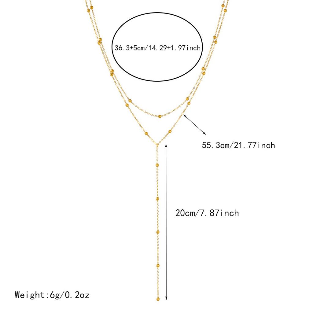 Gold Plated Layered Beaded Ball Chain Necklace