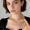Korean Style Clavicle Chain: 18K Gold Plated Stainless Steel Faux Pearl Choker Necklace