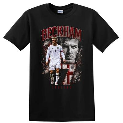 David Beckham Soccer T Shirt England Number 7 Portrait Sports Tee