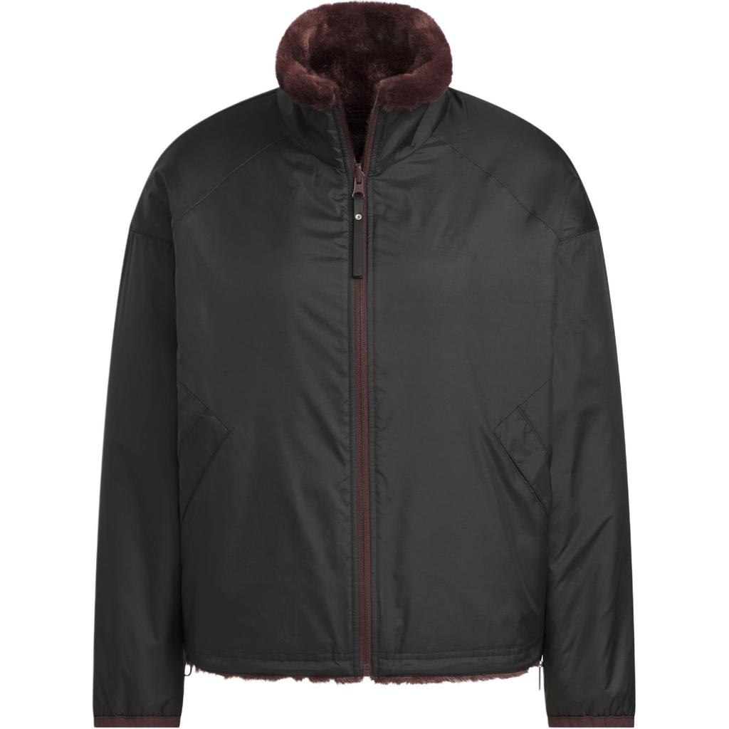 Adidas Jachetă Modernă Reversibilă de Blană Sport Casual cu Mânecă Lungă Jachetă Femei Gri Închis Maro JX6837