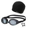 Made In Japan Fitness Goggle Set for Includes Swim Cap and Storage Wide UV Black VA1605 BK V610 [View] Beginners, Case, Lens, Protection,