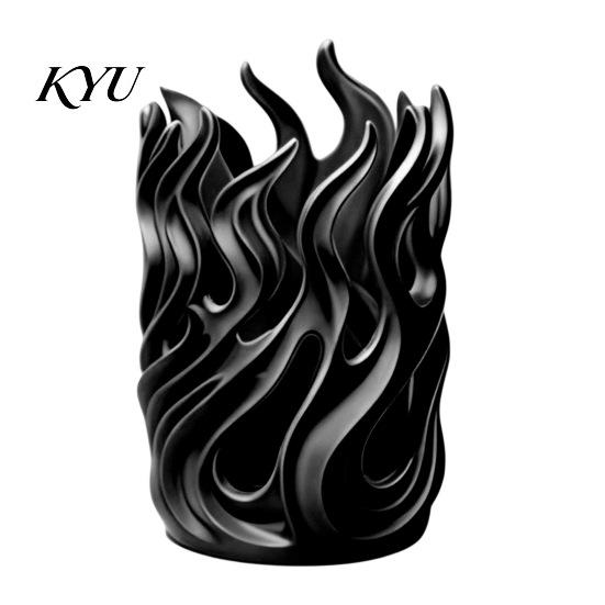 Stationery Organizer for Students Flame Shape Pen Holder, 3D Printed Hollow Pencil Cup, Cool Gaming Desk Accessories Decorative Desktop Makeup Brush,