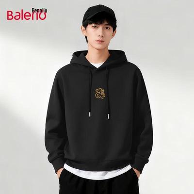 Baleno Men's Loose-Fit Hooded Sweatshirt with Horse Print