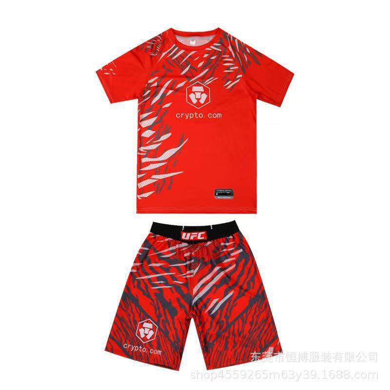 Conjunto de Shorts e Camiseta para Treino de Boxe MMA Homens Mulheres Muay Thai Esportes de Combate Alta Elasticidade Equipamento Fitness