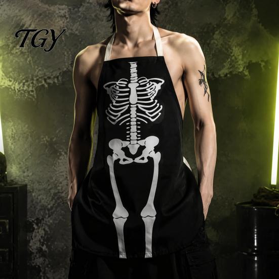 Blood Stain Costume Halloween Butcher Apron with Realistic Stain, Washable Protective Work Apron, Haunted House Decoration Horror Prop for Cosplay