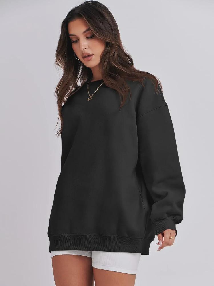 Autumn Winter Women Loose Velvet Sweatshirt Fashion Solid Color Top