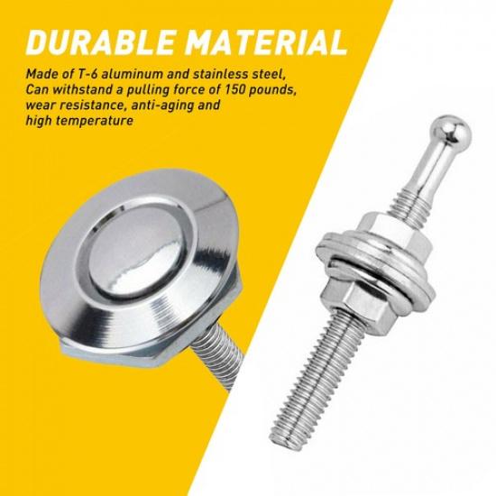 2X Car Bumper Release Quick Push Latch Bonnet Button Hood Pin Lock Clip Silver