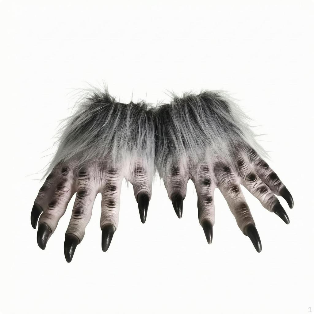 Talon Hand Covers with Gauntlets Plush Wolf Paw Gloves Soft for Costume Parties