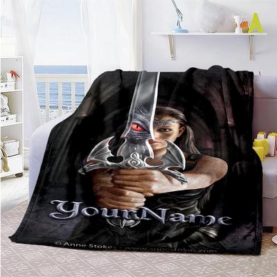 Gothic Illustrations Customize Your Name Blanket Throw Customizable Blanket Soft & Cozy Throw For Bedding Sofa Office Living Room All-Season Use
