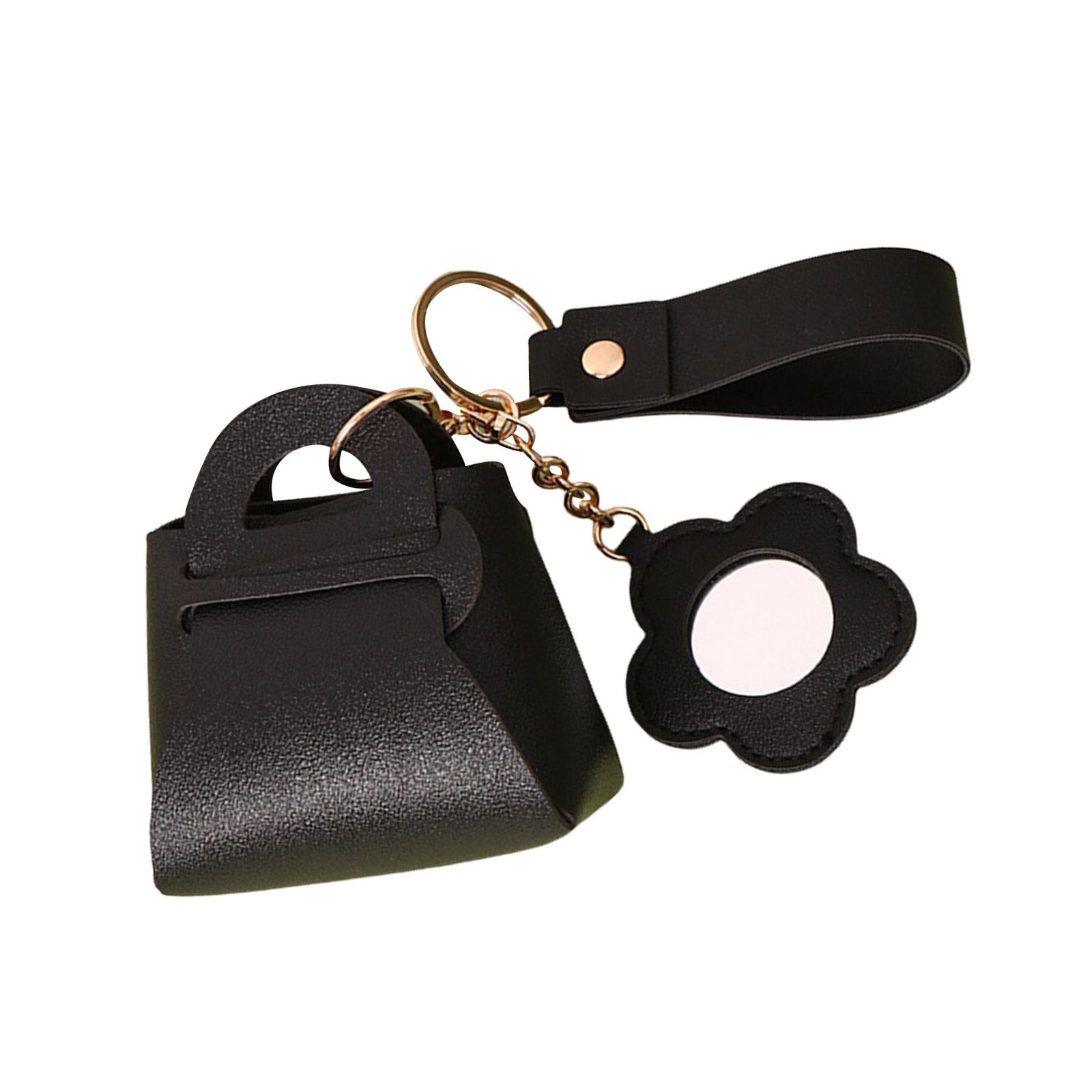 

Брелок для ключей из кожаной сумки, портативный футляр для хранения, кожаный брелок, симпатичная подвеска для сумки, автомобильные ключи, брелок, аксессуары чёрный