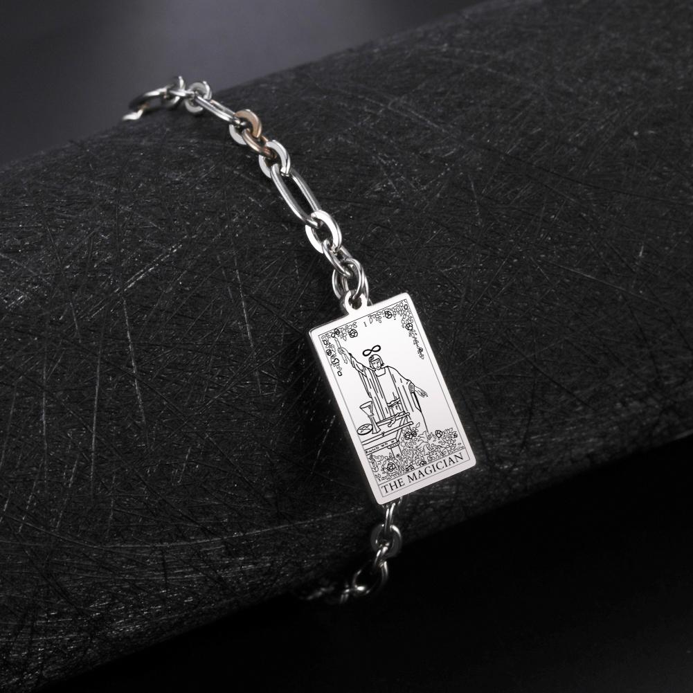 Tarot Card Charms Bracelets for Women Men The Major Arcana Amulet Stainless Steel Classic Tarot Wrist Jewelry Gifts