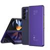 Luxury Side Window Smart Dormancy Case for Samsung Galaxy Z Fold 7 6 5 4 3 Plating Mirror PU Leather Stand Cover for Z Fold 7