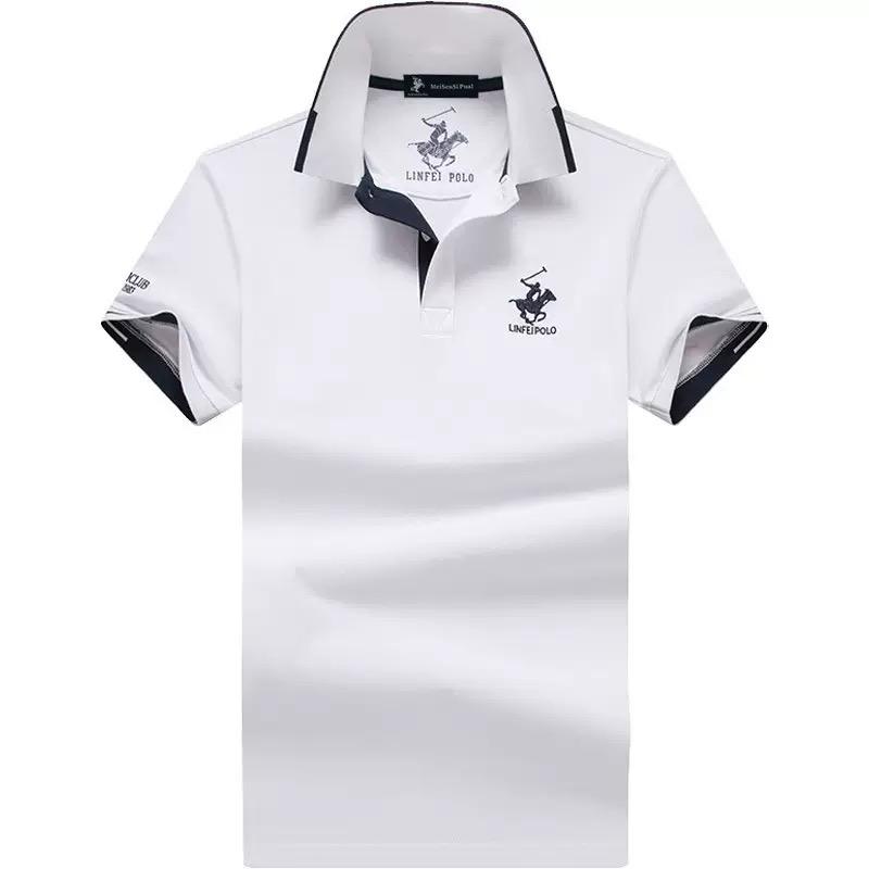 TrendHub Embroidery Men's Polo Shirts High Quality Short Sleeve Solid Color Cotton Male Tees