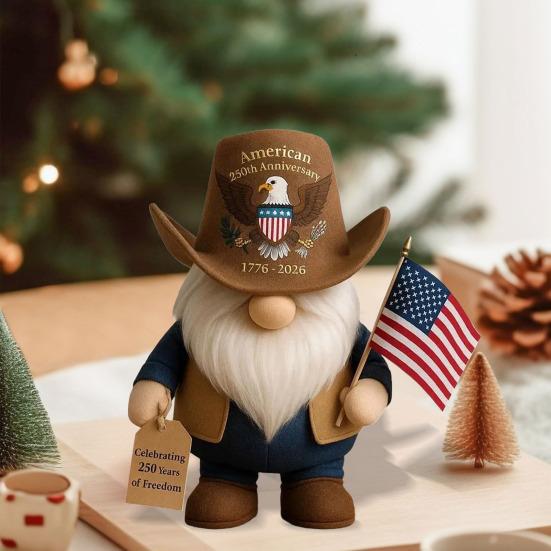 Jubileum Cowboy Nisse Dukke Patriotisk Alv Figur for 4. av