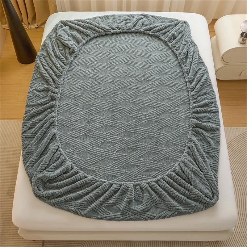 Winter Velvet Mattress Cover Thicken Warmth Bed Cover Bedsheet Bed Linen Soft Plush Warm Fitted Sheet Winter Velvet Bedcloth