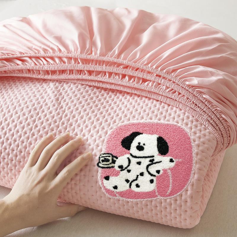 Spring & Summer Chenille Embroidery Quilted Fitted Sheet Mattress Protector