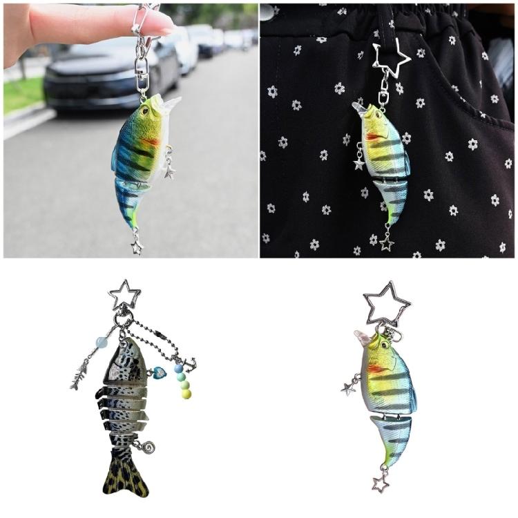 Portable Multi Jointed Fishing Lure Keychain Creative Design Sturdy Alloy Resin Outdoor Gear Gift