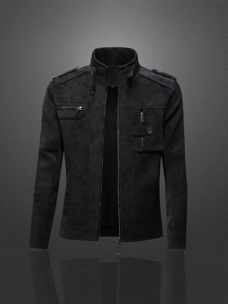 Men's Retro Suede PU Leather Motorcycle Jacket - Autumn/Winter Trend 2025