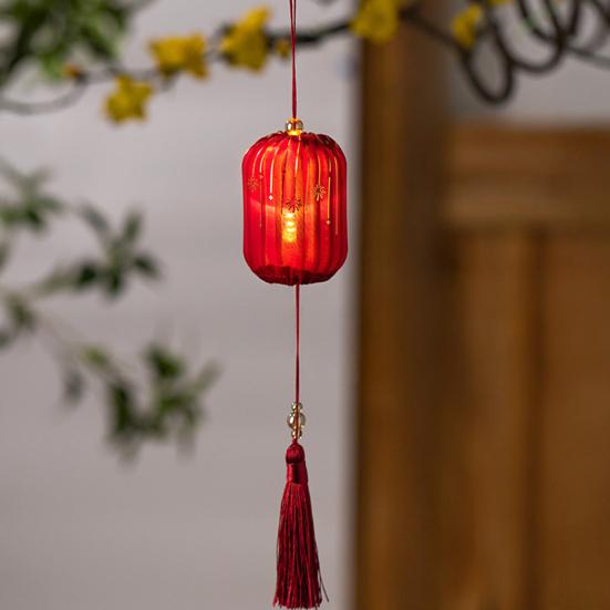 Warm Ambient Lighting Traditional Mini Chinese Lantern with LED Light, Handheld Middle Winter Melon Shaped Lamps Autumn Festival for Spring Festival,