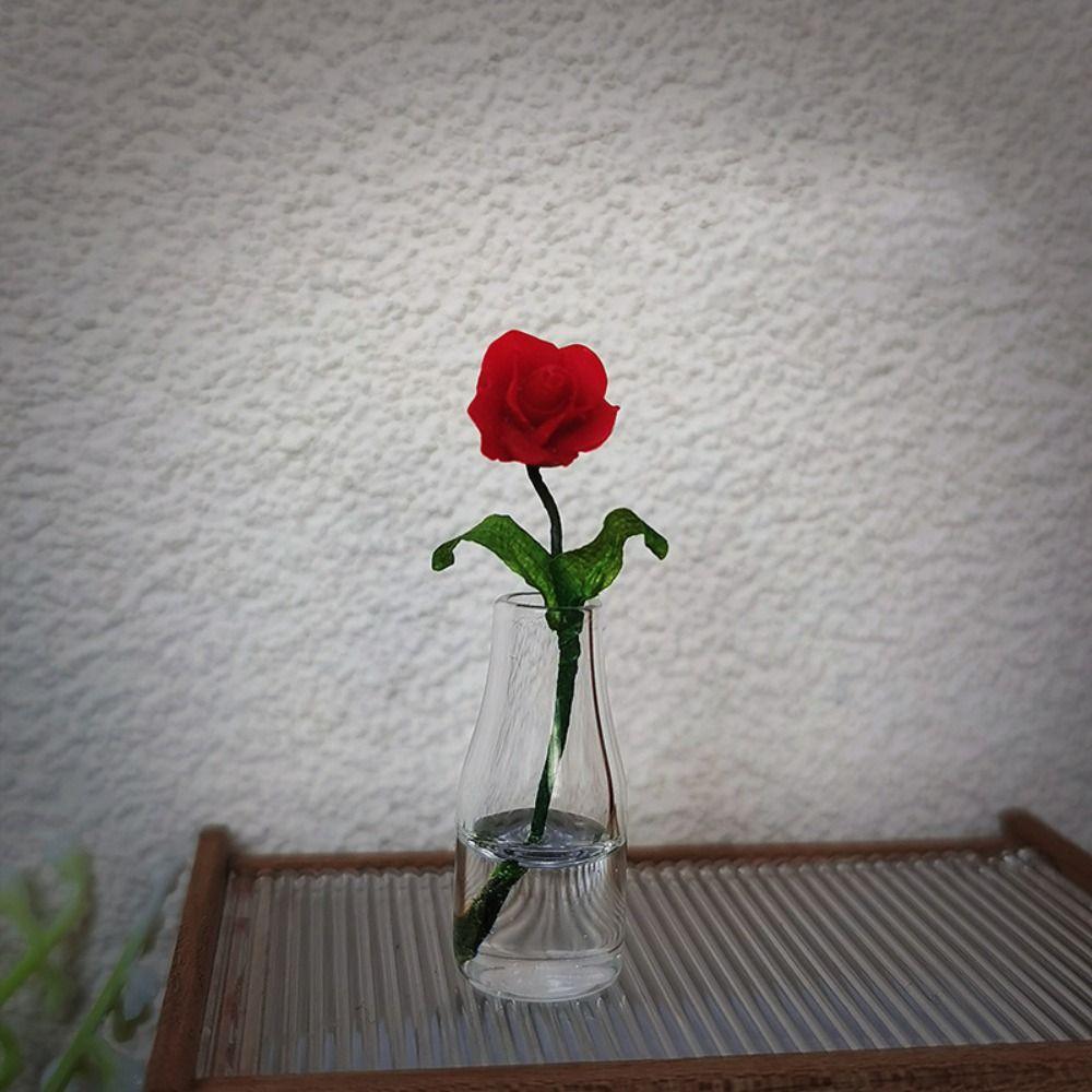 

1:12 Dollhouse Miniature Rose Vase Flower Pot Model Furniture Accessories For Doll House Home Decor Kids Pretend Play Toys